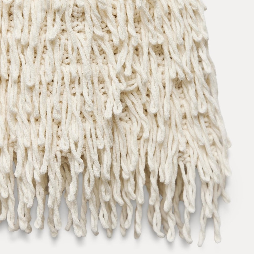 Zara Cream Crochet Fringe Sleeveless Top - Picture 4 of 4
